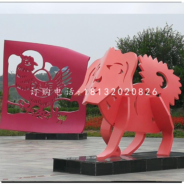不銹鋼十二生肖,抽象動物雕塑 (4)