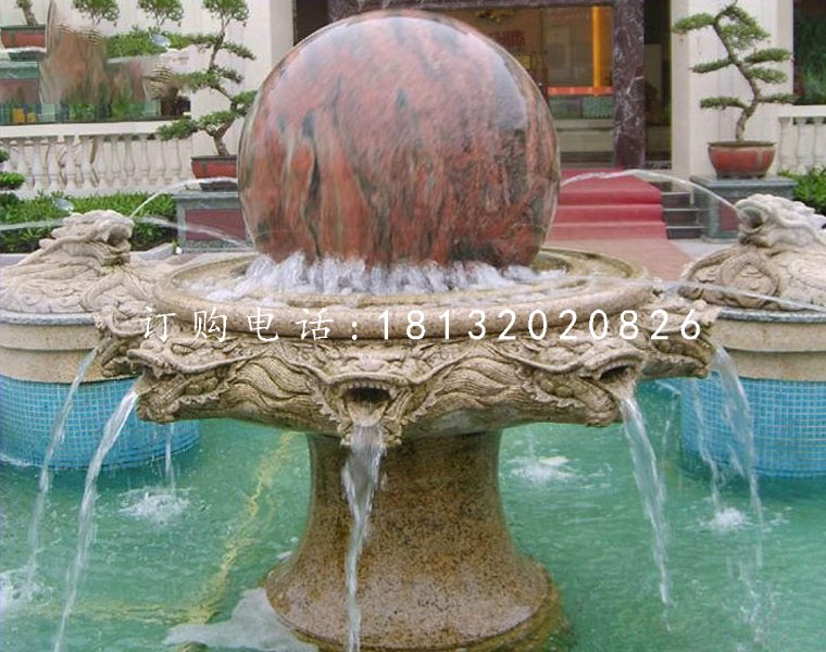 風(fēng)水球噴泉石雕，小區(qū)景觀石雕