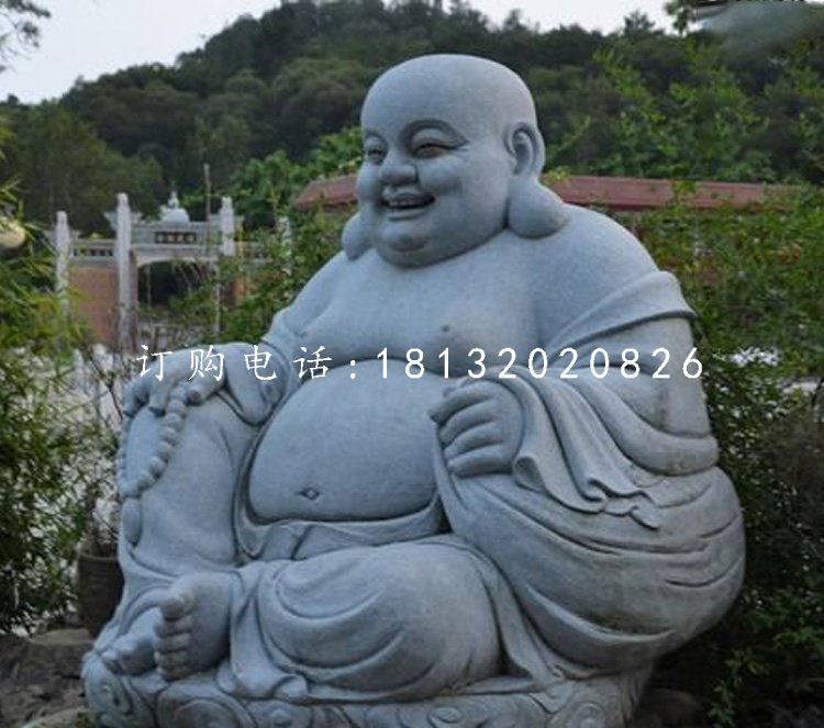 笑面佛石雕，青石彌勒佛