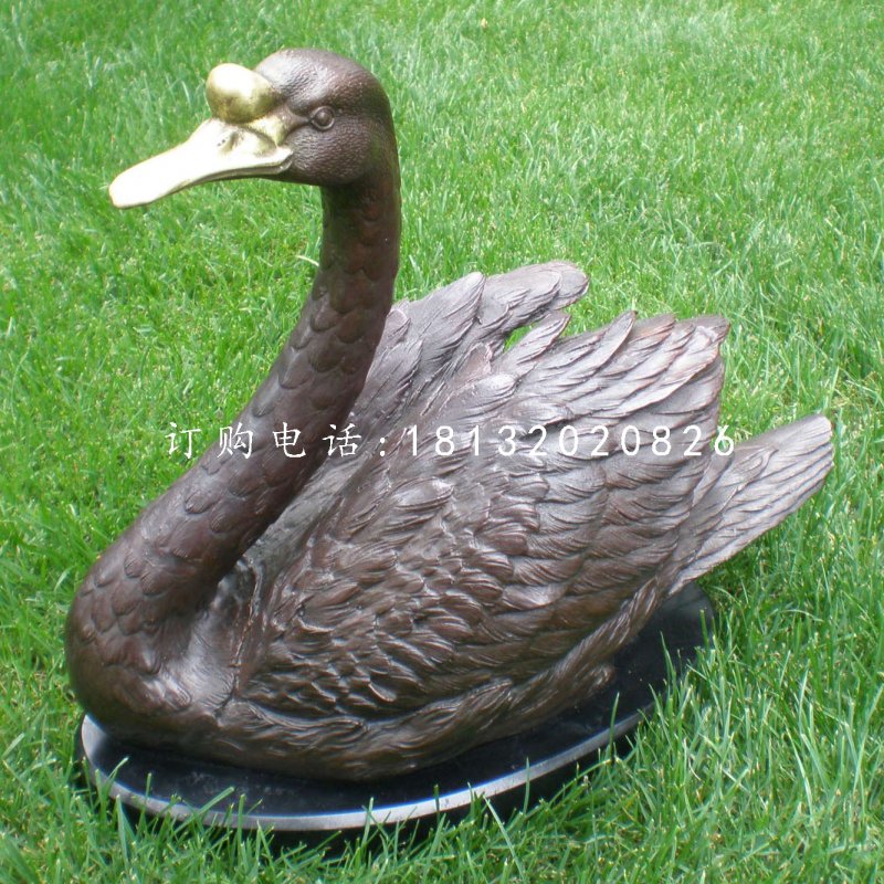 天鵝銅雕，公園動物銅雕 (2)