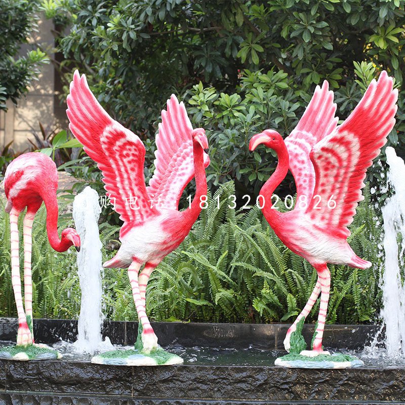 火烈鳥雕塑,玻璃鋼動物雕塑