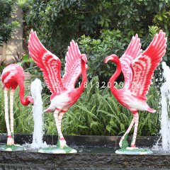 火烈鳥(niǎo)雕塑，玻璃鋼動(dòng)物雕塑