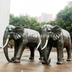 大象雕塑，玻璃鋼仿銅動物雕塑