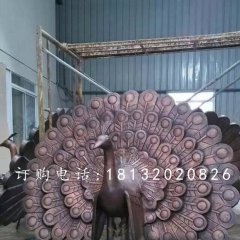 孔雀開(kāi)屏銅雕，公園動(dòng)物銅雕