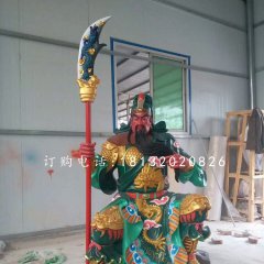 彩繪關公雕塑，玻璃鋼武財神