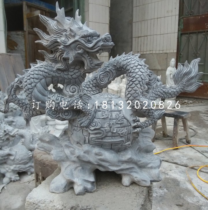 龍行天下石雕，青石龍雕塑