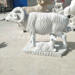 羊羔跪乳石雕，漢白玉動物雕塑