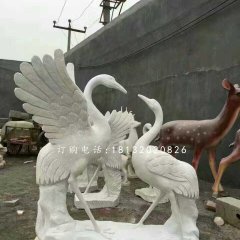 仙鶴石雕,公園大理石仙鶴