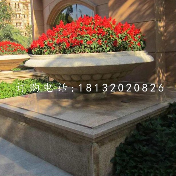 石雕花缽,小區花盆石雕