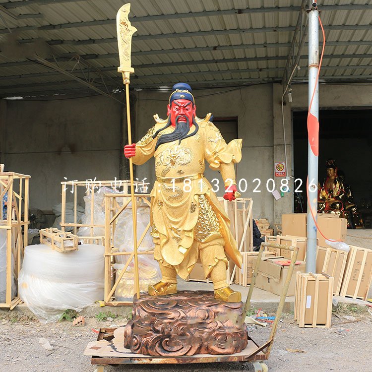 關圣帝君雕塑,玻璃鋼仿銅雕塑