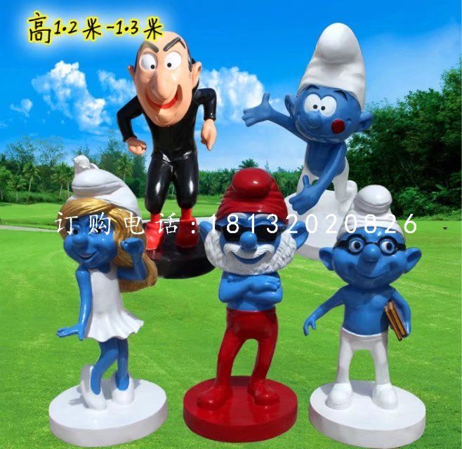 玻璃鋼藍(lán)精靈雕塑,卡通雕塑 (2)