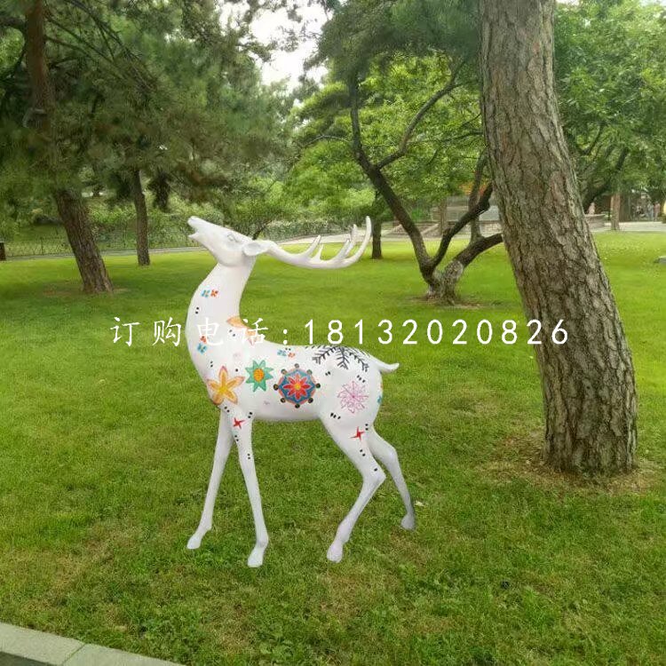 彩繪小鹿雕塑,玻璃鋼動物擺件 (4)
