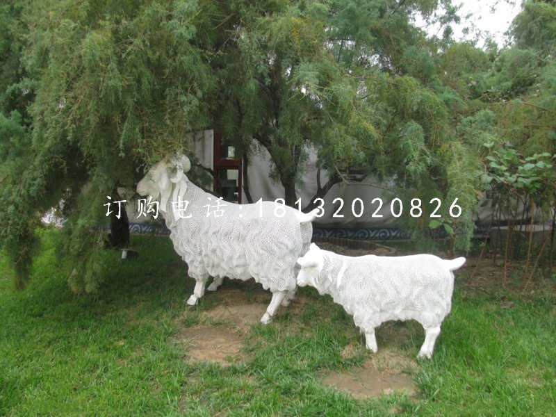 白山羊雕塑，不銹鋼動(dòng)物雕塑