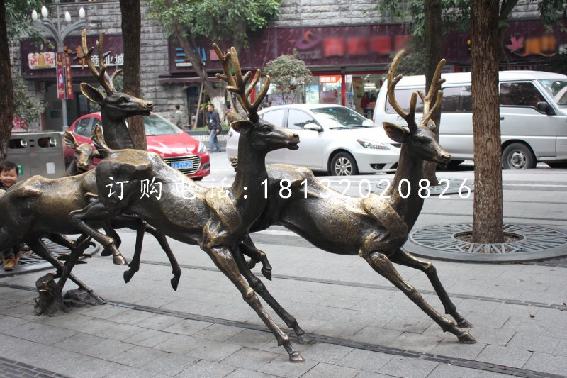 奔跑的鹿銅雕,動物銅雕