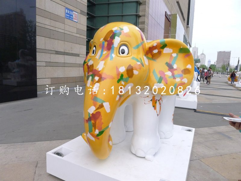 卡通動物擺件，玻璃鋼彩繪小象 (2)