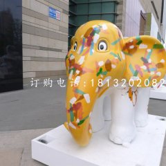 卡通動物擺件，玻璃鋼彩繪小象