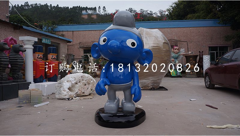 卡通人物雕塑,玻璃鋼藍(lán)精靈