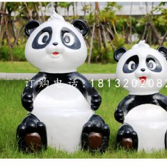 卡通熊貓雕塑,玻璃鋼動(dòng)物擺件