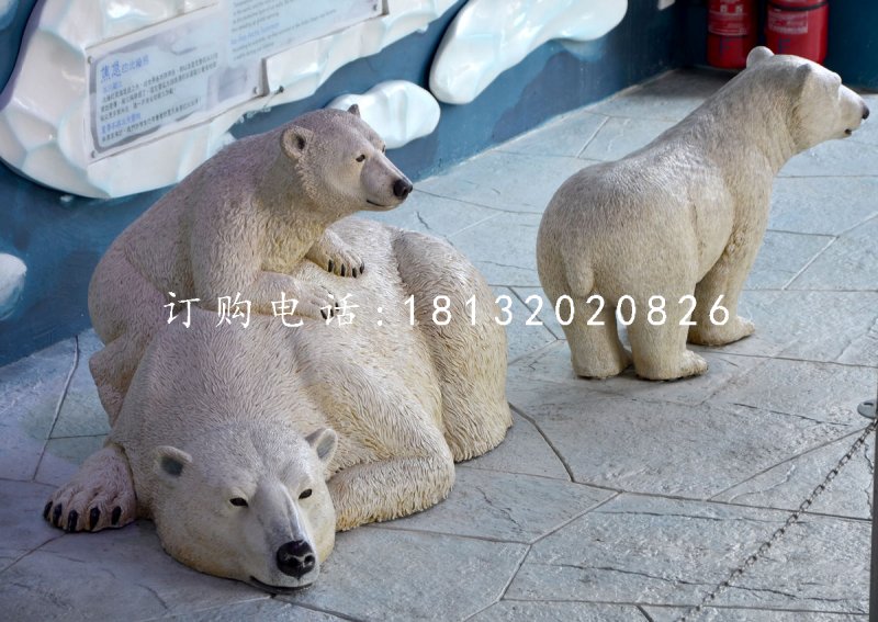北極熊雕塑,玻璃鋼動物雕塑