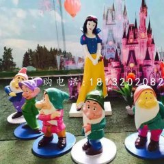 七個小矮人與白雪公主雕塑，卡通人物