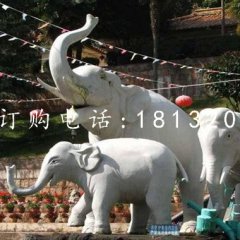 大象一家雕塑,石雕動物