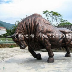 銅雕開(kāi)荒牛，動(dòng)物銅雕