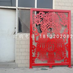 戲曲臉譜雕塑，不銹鋼剪紙雕塑