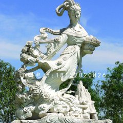 天女散花石雕，公園仙女雕塑