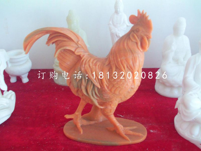 晚霞紅動物石雕，公雞石雕