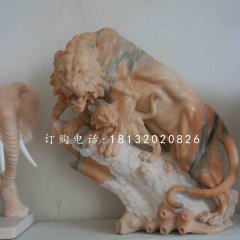 晚霞紅老虎石雕,石雕動物