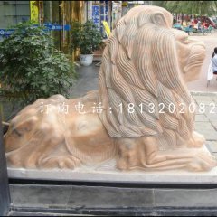 趴著的獅子雕塑，西洋獅石雕