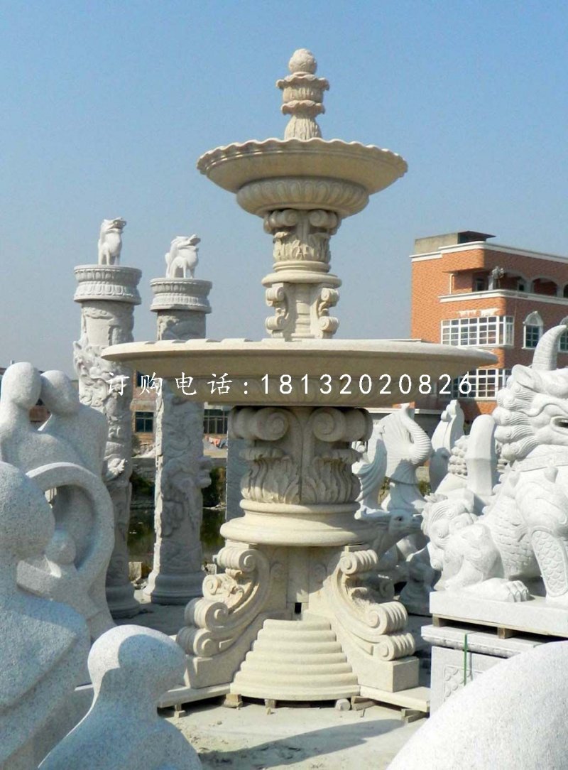 歐式噴泉石雕,廣場(chǎng)景觀雕塑