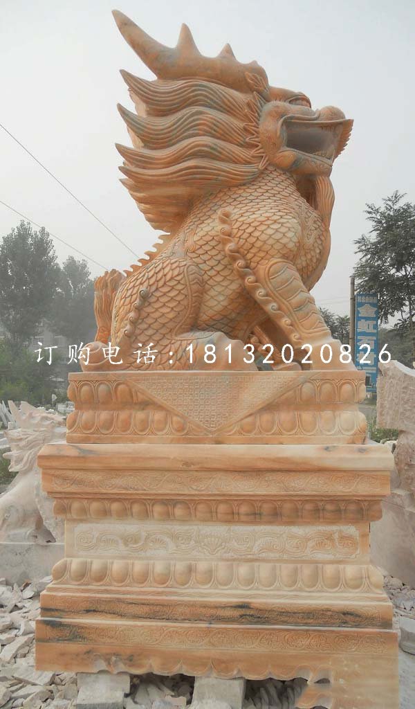 晚霞紅麒麟雕塑,廣場(chǎng)石雕神獸