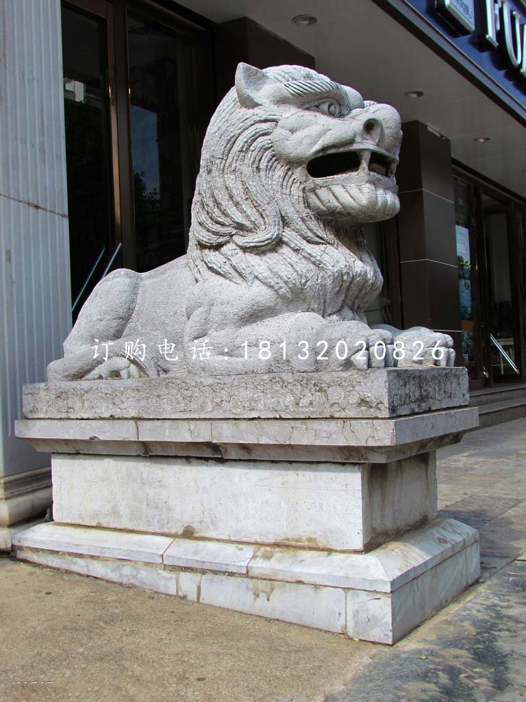 西洋獅石雕，銀行門口石獅子 (1)