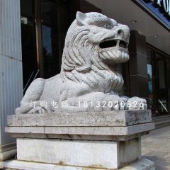 西洋獅石雕,銀行門口石獅子