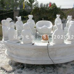 十二生肖噴泉石雕,漢白玉景觀石雕