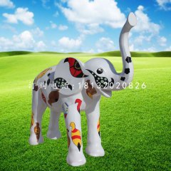 玻璃鋼彩繪小象，玻璃鋼動(dòng)物雕塑