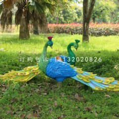 玻璃鋼仿真孔雀，玻璃鋼動(dòng)物雕塑