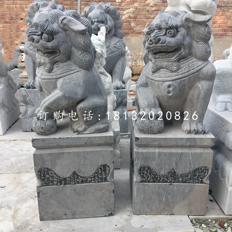 青石仿古石獅子，看門石桌石雕
