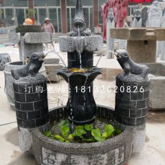 石來遠轉石雕,青石流水擺件