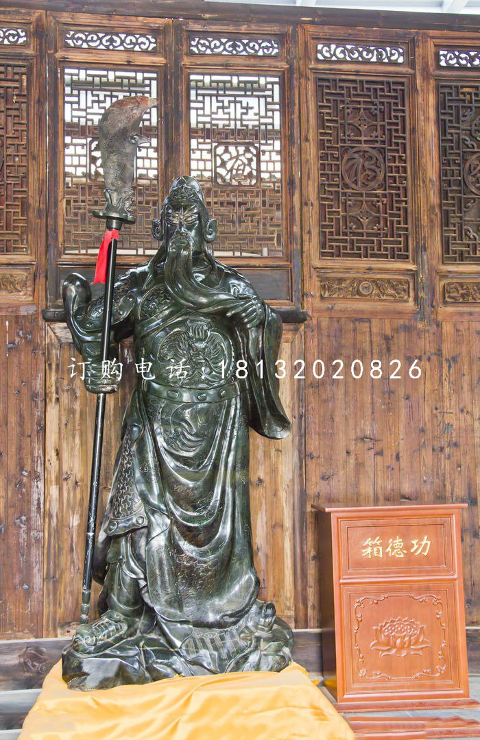 立式關公石雕,大理石關公