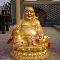 坐式彌勒佛雕塑,銅雕彩繪佛像