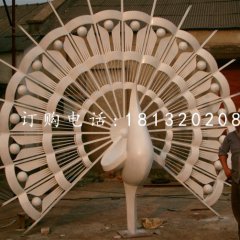 不銹鋼孔雀開(kāi)屏雕塑，不銹鋼抽象動(dòng)物雕塑
