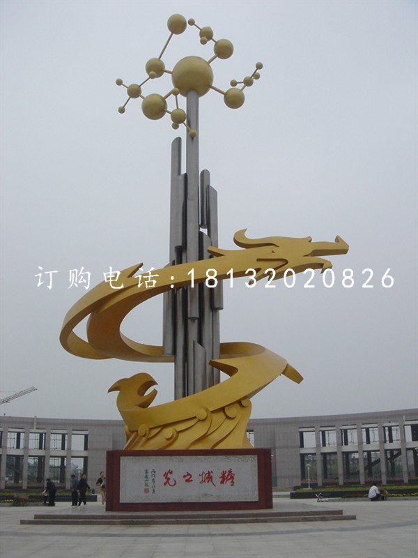 不銹鋼龍騰雕塑,不銹鋼企業雕塑