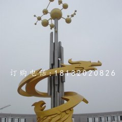 不銹鋼龍騰雕塑,不銹鋼企業雕塑