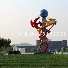 不銹鋼雙龍戲珠雕塑,廣場不銹鋼雕塑