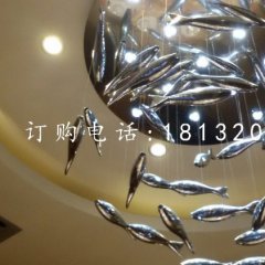 不銹鋼魚群雕塑,酒店大廳不銹鋼雕塑
