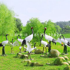 玻璃鋼丹頂鶴，仿真動(dòng)物雕塑，公園景觀雕塑