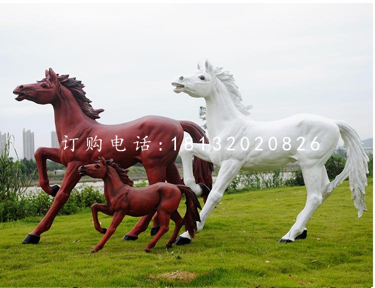 玻璃鋼奔馬，公園仿真動(dòng)物雕塑