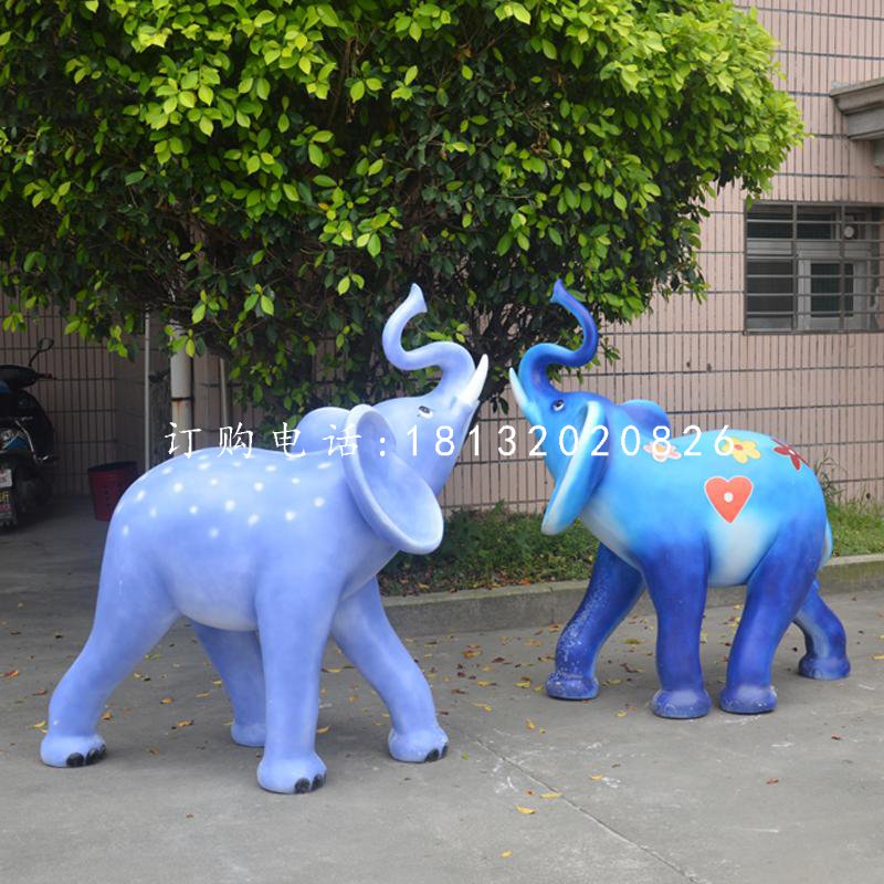玻璃鋼彩繪大象,彩繪動物,公園景觀雕塑 (6)